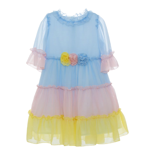Patachou Multicolor Chiffon Dress - little birdies boutique