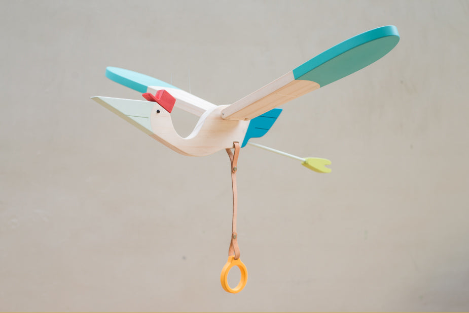 Eguchi Toys Mobile BIRD Medium blue - Little Birdies