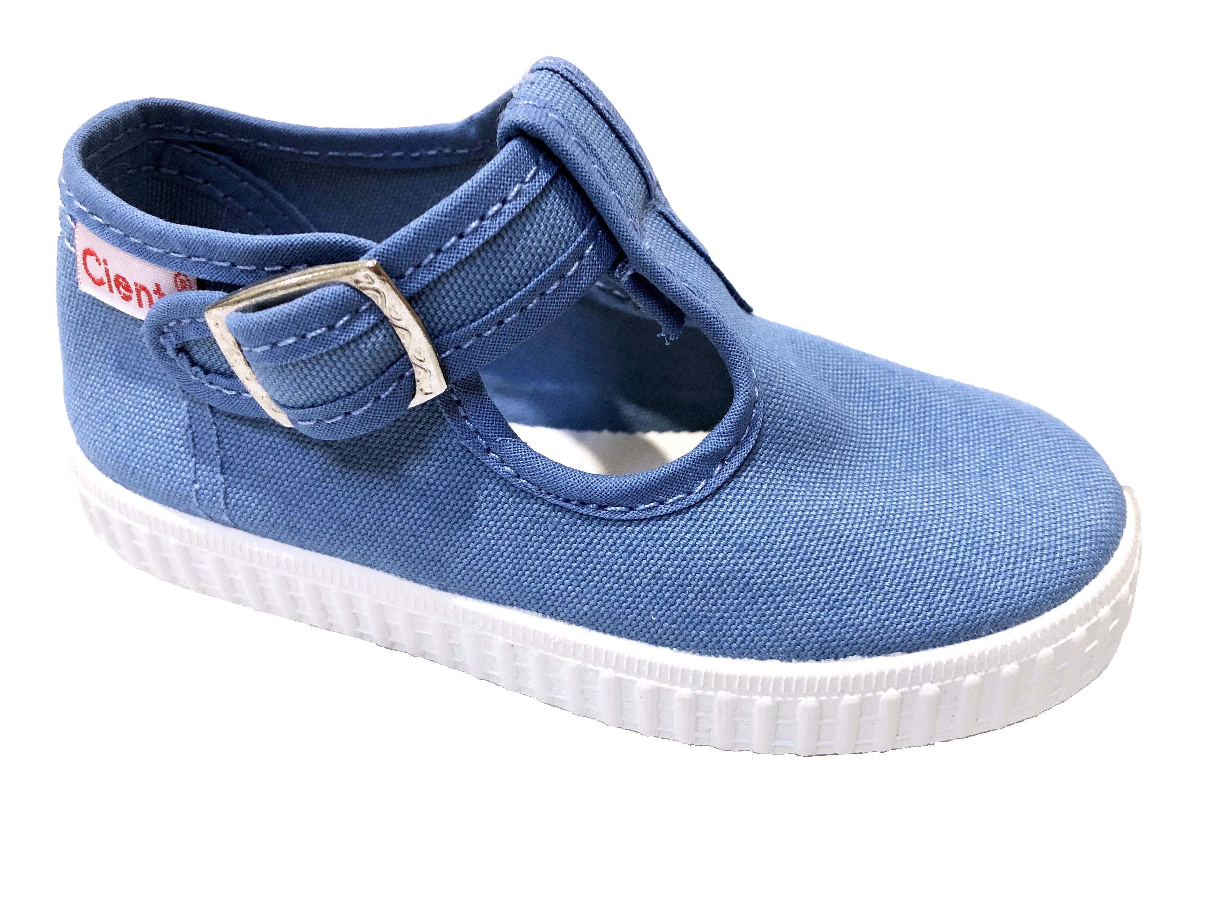 Cienta shoes light blue denim t-strap
