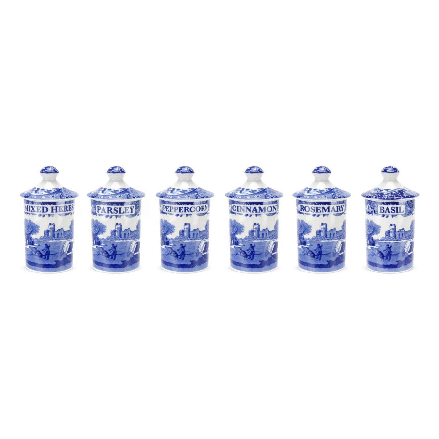 Spode Spode Blue Italian Set of 6 Spice Jars - Little Birdies