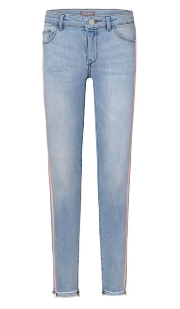 Jeans with 2025 racer stripe