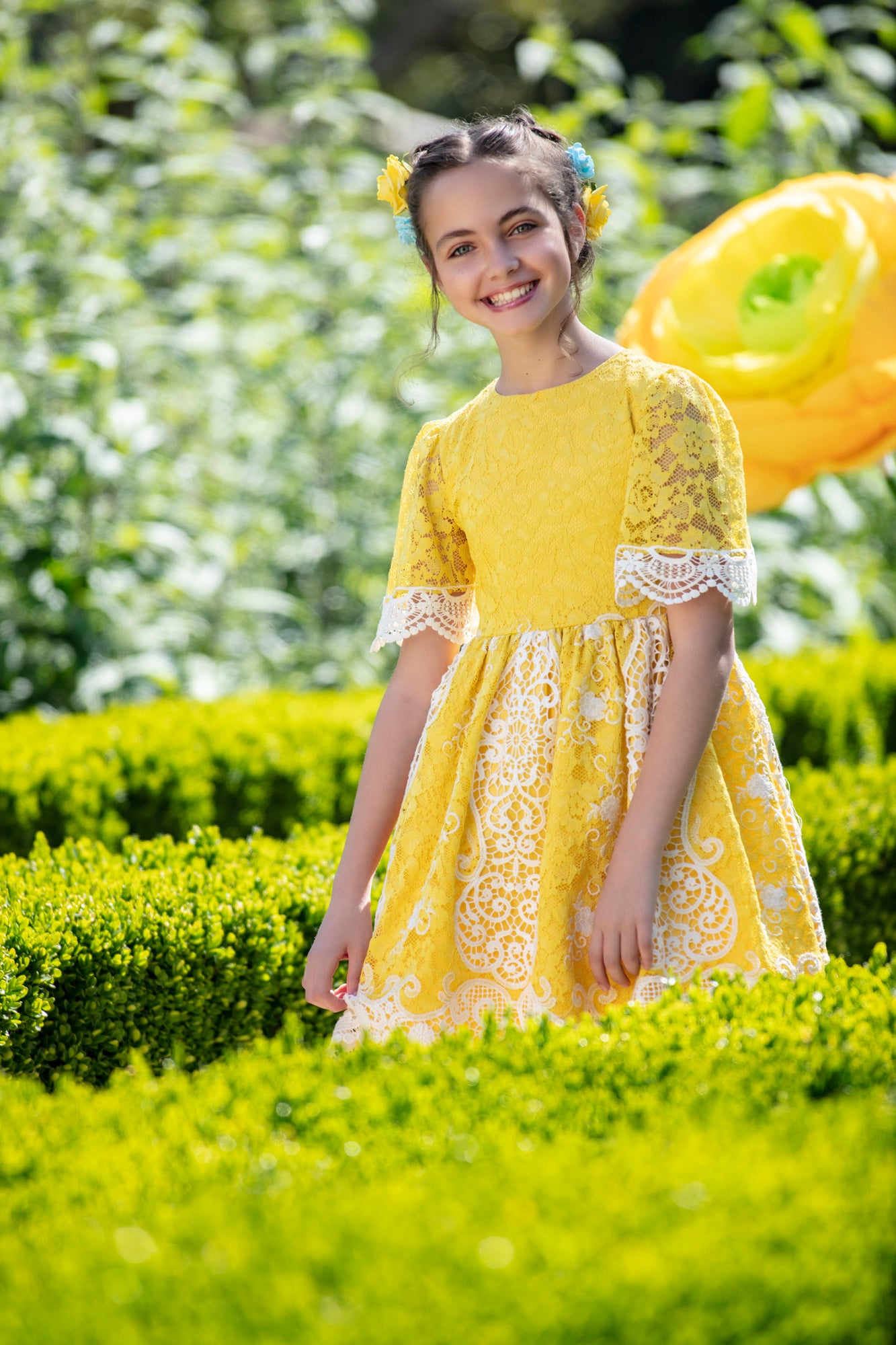 Lace and Yellow Party Dress