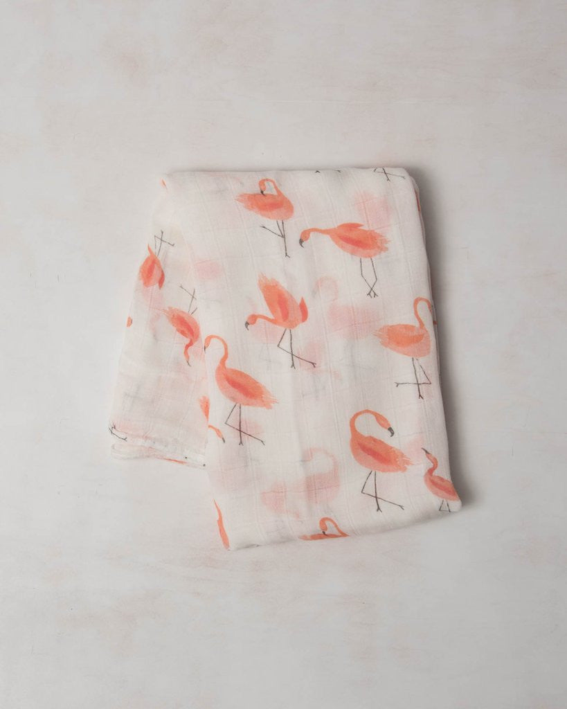 little unicorn pink ladies flamingo swaddle blanket