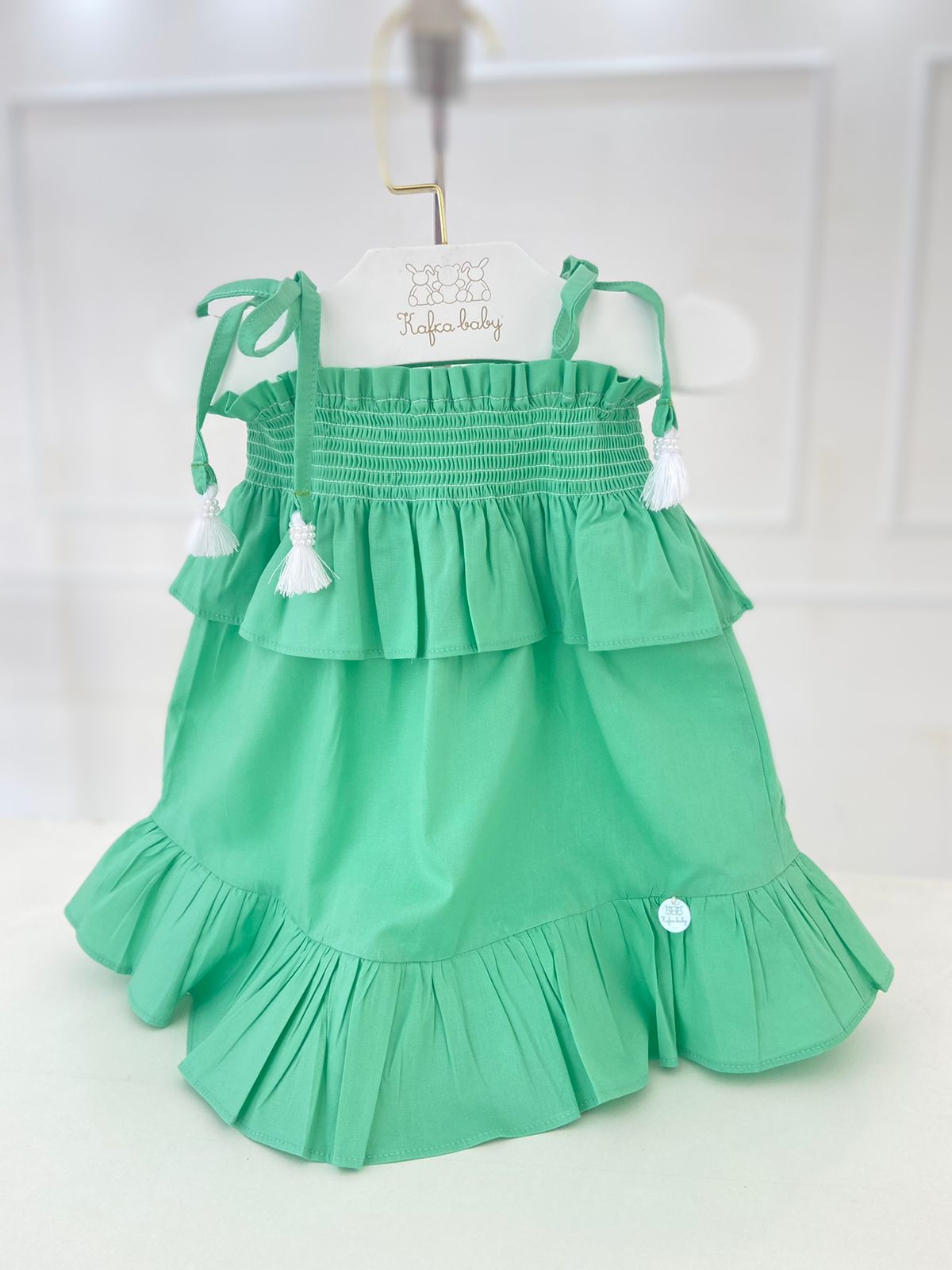 Kafka Baby Smocked Kelly Green Dress - Little Birdies